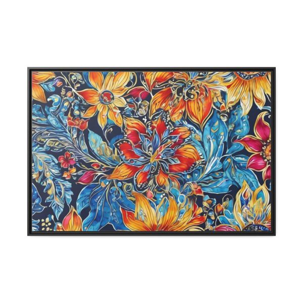 Batik Flowers Pattern Framed Canvas