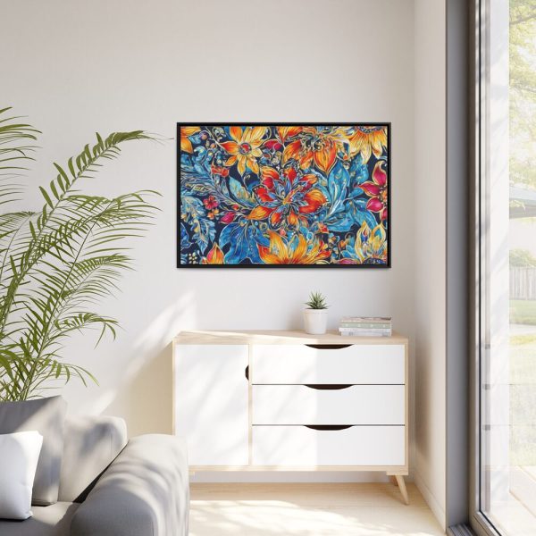 Batik Flowers Pattern Framed Canvas