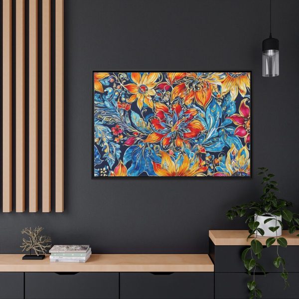 Batik Flowers Pattern Framed Canvas