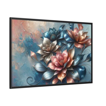 Metallic-Textured Flowers in Abstract Style Framed Canvas