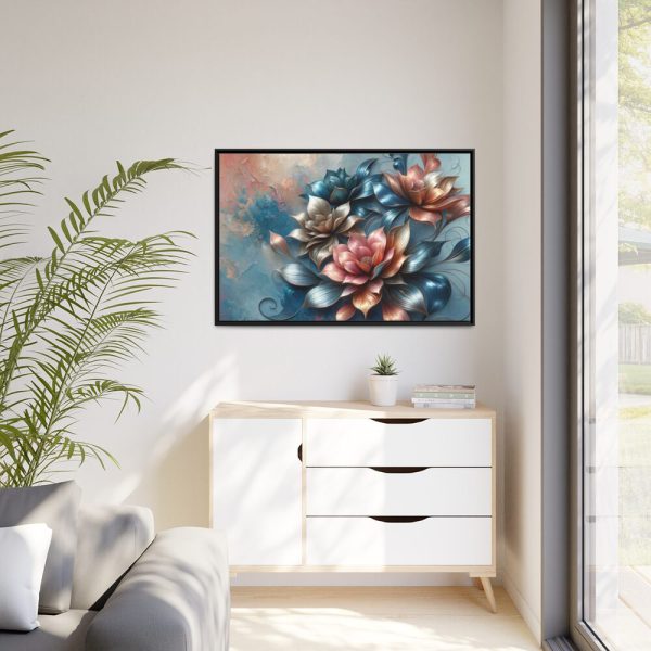 88289-148.jpg Metallic-Textured Flowers in Abstract Style Framed Canvas