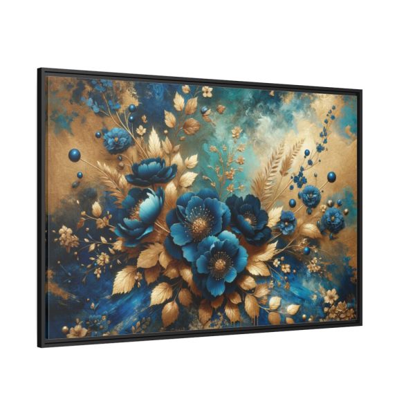 88289-150.jpg Rich Blue Flowers and Gold Accents Framed Canvas