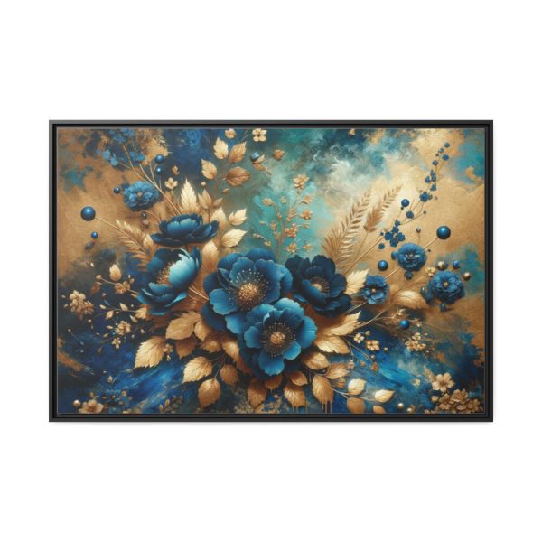 88289-151.jpg Rich Blue Flowers and Gold Accents Framed Canvas