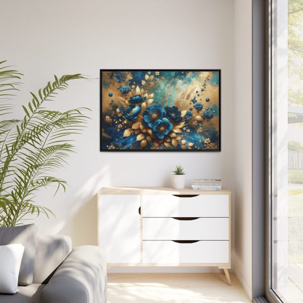 88289-153.jpg Rich Blue Flowers and Gold Accents Framed Canvas
