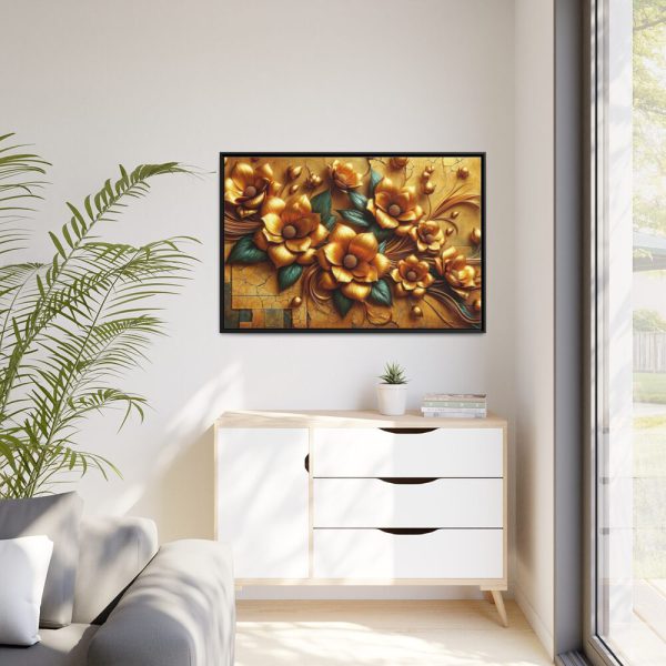 Vibrant orange Flowers Arranged in a Vase Framed Canvas