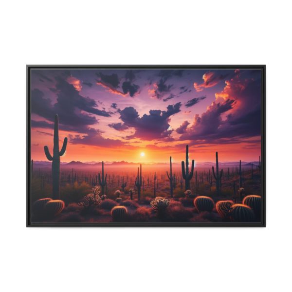 88289-186.jpg Cacti and Red Sky in Desert Framed Canvas