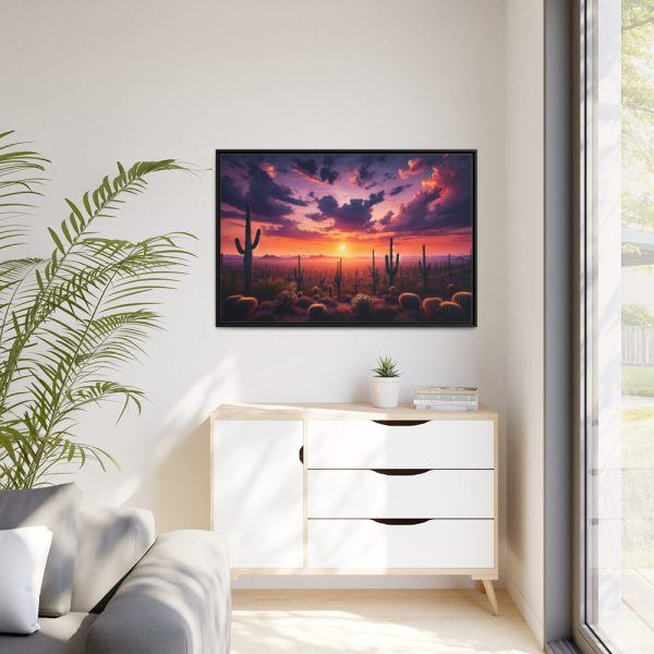 88289-188.jpg Cacti and Red Sky in Desert Framed Canvas