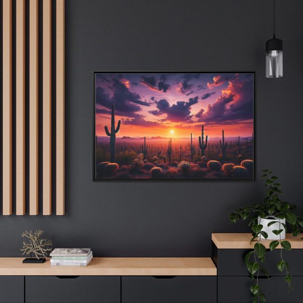 88289-189.jpg Cacti and Red Sky in Desert Framed Canvas