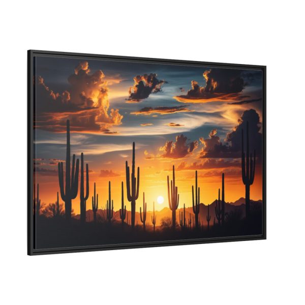 88289-190.jpg Saguaro Cacti Silhouetted Against Sky Framed Canvas