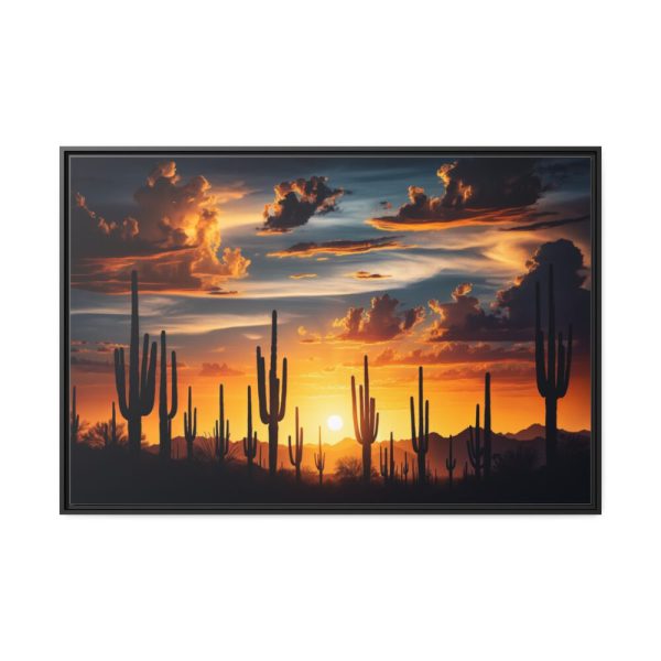 88289-191.jpg Saguaro Cacti Silhouetted Against Sky Framed Canvas