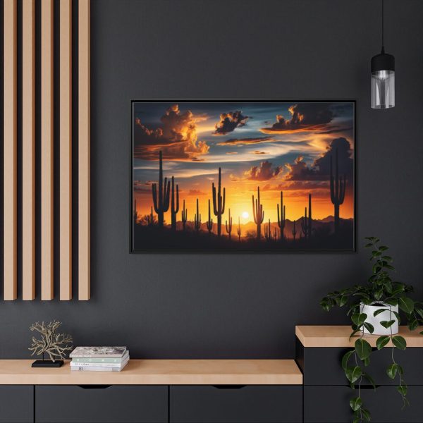 88289-194.jpg Saguaro Cacti Silhouetted Against Sky Framed Canvas
