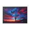 Blue Hour in the Desert With a Saguaro Cactus Silhouette Framed Canvas