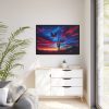 Blue Hour in the Desert With a Saguaro Cactus Silhouette Framed Canvas