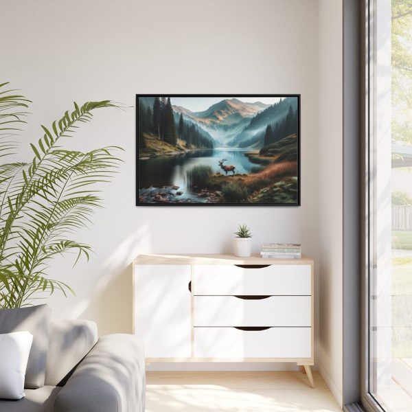 88289-273.jpg Deer by a Mountain Lake Framed Canvas