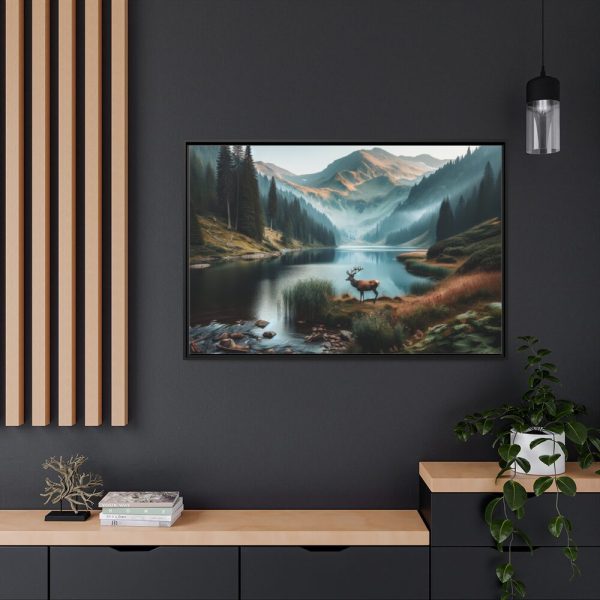 88289-274.jpg Deer by a Mountain Lake Framed Canvas