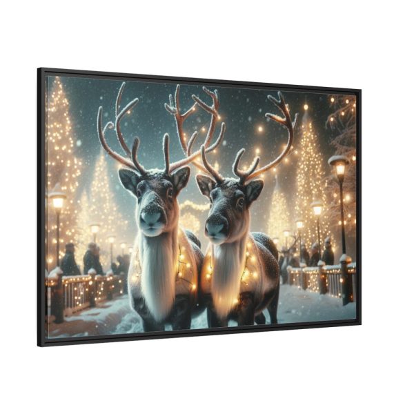88289-275.jpg Two Reindeer Amid the Magical Glow of a Wintery Framed Canvas