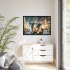 88289-278.jpg Two Reindeer Amid the Magical Glow of a Wintery Framed Canvas