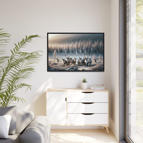 88289-283.jpg Reindeer in a Snowy Landscape Framed Canvas