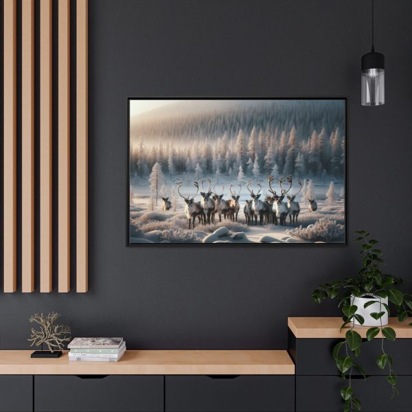 88289-284.jpg Reindeer in a Snowy Landscape Framed Canvas