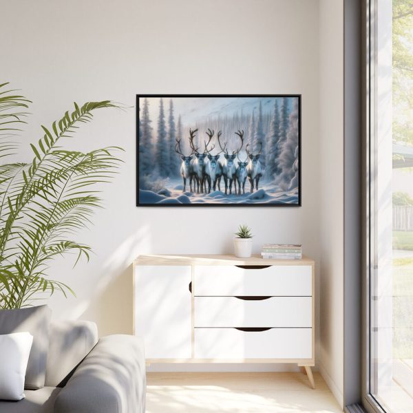 88289-288.jpg Six Reindeer in Foreground Framed Canvas