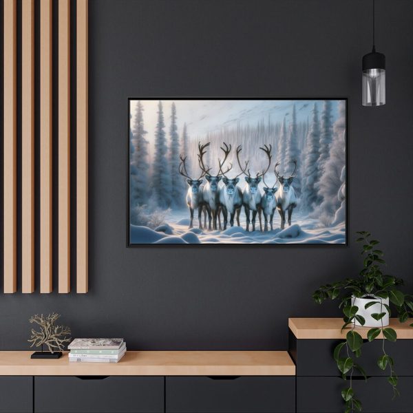 88289-289.jpg Six Reindeer in Foreground Framed Canvas