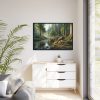 88289-293.jpg Deer By a River In a Forest Framed Canvas