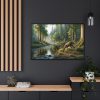 88289-294.jpg Deer By a River In a Forest Framed Canvas