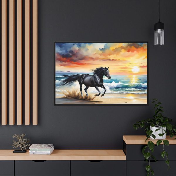88289-69.jpg Horse Galloping On Beach Framed Canvas
