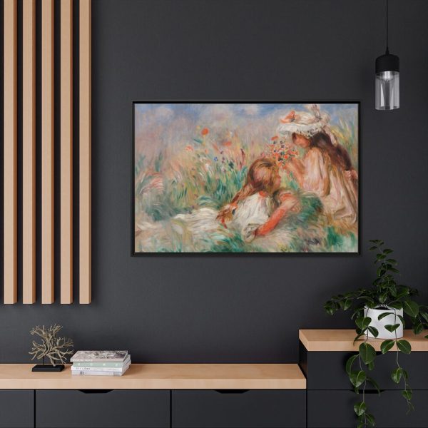 88289-99.jpg Girls in the Grass Arranging a Bouquet by Pierre-Auguste Renoir Framed Canvas