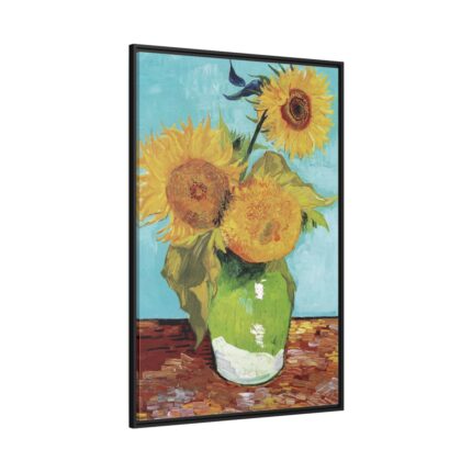 Vincent van Gogh's Vase with Three Sunflowers Framed Canvas