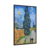 88299-135.jpg Vincent van Gogh's Road with Cypress and Star Framed Canvas
