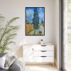 88299-138.jpg Vincent van Gogh's Road with Cypress and Star Framed Canvas