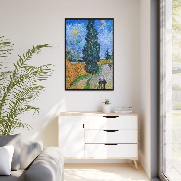 88299-138.jpg Vincent van Gogh's Road with Cypress and Star Framed Canvas