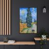 88299-139.jpg Vincent van Gogh's Road with Cypress and Star Framed Canvas