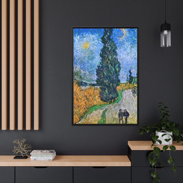 88299-139.jpg Vincent van Gogh's Road with Cypress and Star Framed Canvas