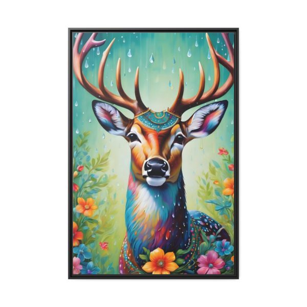 88299-171.jpg Deer Decorated With Colorful Flowers Framed Canvas
