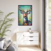 88299-173.jpg Deer Decorated With Colorful Flowers Framed Canvas