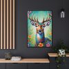 88299-174.jpg Deer Decorated With Colorful Flowers Framed Canvas