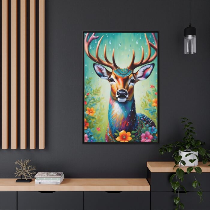 Deer Decorated With Colorful Flowers Framed Canvas - Image 5
