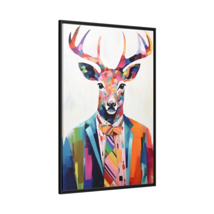Funny Male Deer In Clothes Framed Canvas