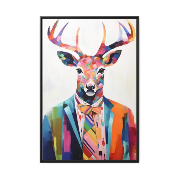 88299-176.jpg Funny Male Deer In Clothes Framed Canvas