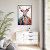 88299-178.jpg Funny Male Deer In Clothes Framed Canvas