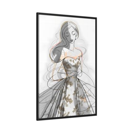 Woman With Long, Flowing Hair Framed Canvas