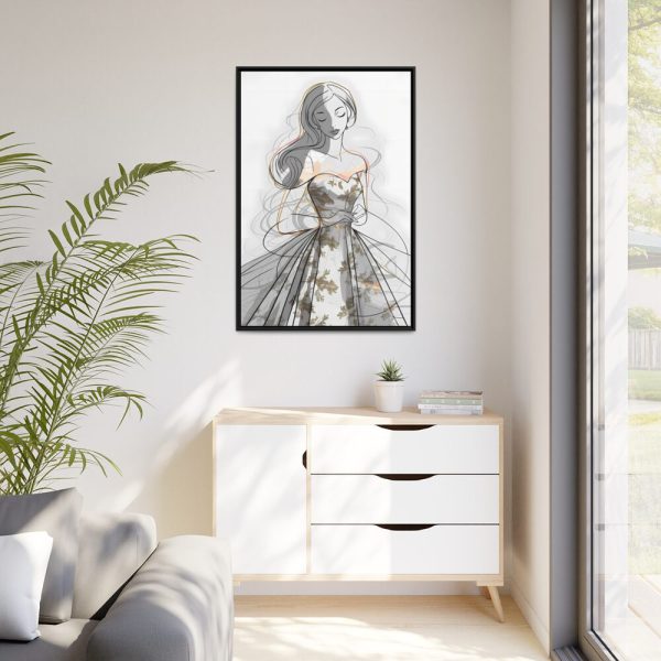 Woman With Long, Flowing Hair Framed Canvas