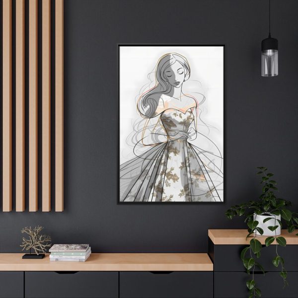Woman With Long, Flowing Hair Framed Canvas
