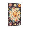 88299-5.jpg Orange, Yellow and Blue Illustration of Suns Framed Canvas
