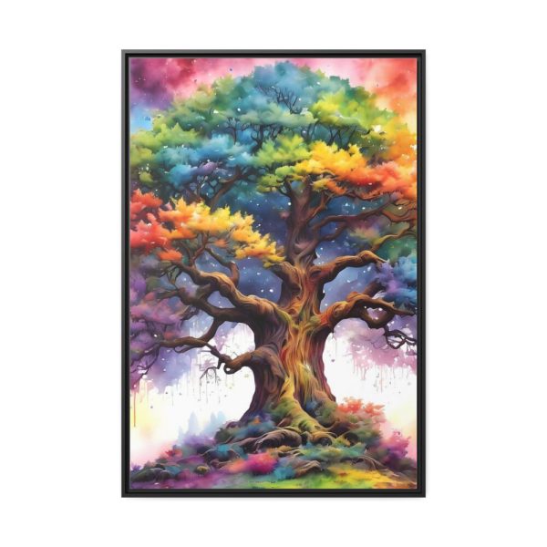 Tree of Life Watercolor Landscape Framed Canvas