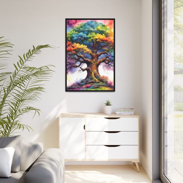 Tree of Life Watercolor Landscape Framed Canvas