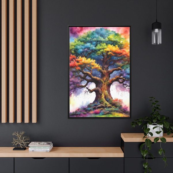 Tree of Life Watercolor Landscape Framed Canvas