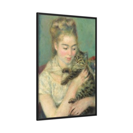 Pierre-Auguste Renoir's Woman with a Cat  Framed Canvas